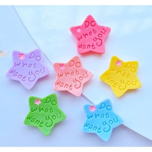 30pcs New Cute Resin Mini Stars Flat Back Cabochon Scrapbook Kawaii DIY Embellishments Accessories Q09