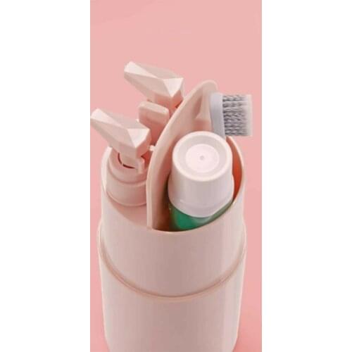 Portable Toothbrush Cup 5 In 1 Wash Storage Case Toothbrush Toothpaste Shower Gel Shampoo Dispensers Travel Wash Set Container