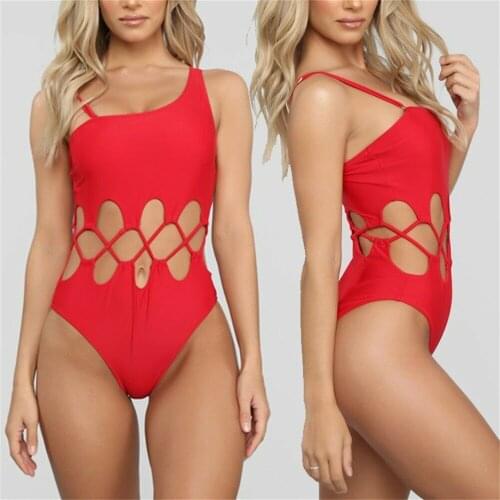 Sexy High Cut Monokini Hollow Out Biquini One Shoulder Bathing Suit Swimwear Bathing Suits Bodysuit Monokini Swimsuit Bodysuit
