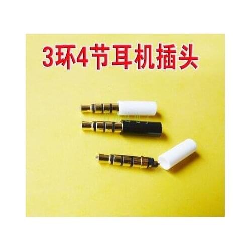 100 pcs 3.5mm stereo headset plug jack 4 pole 3.5 audio plug Jack Adaptor connector for iphone white and black