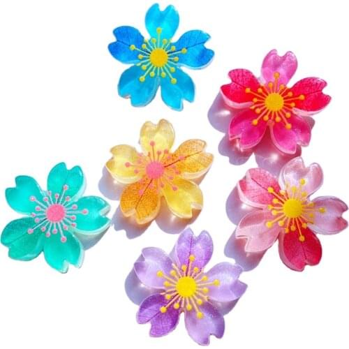 Luminous Cherry Flower Flat Back Cabochon Kids Hair Bow Center DIY Scrapbooking For Phone Decor Embellishment Accessories