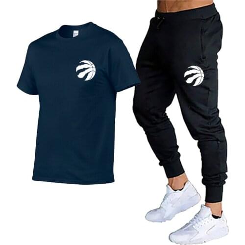 All-match Mens Sports Suit Mens Casual Suit 2021 Fashion Spring And Summer Brand Short-sleeved Top + Trousers 2-piece Suit