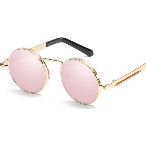 Vintage Round Sunglasses Women Men Steampunk Goggles Retro Gold Metal Sun Glasses Hip Pop Wire Frame Teashade