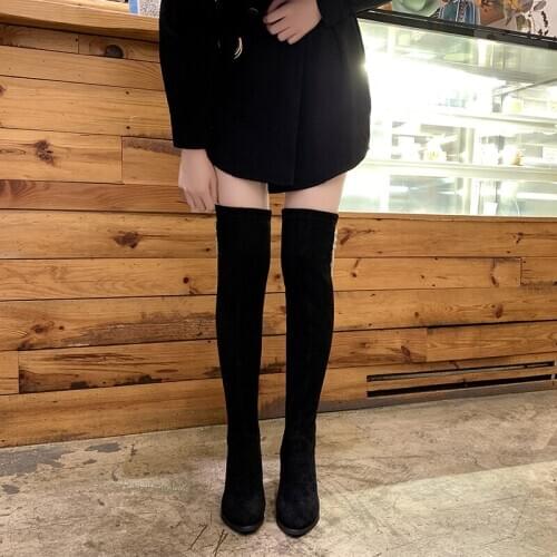 2020 new shoes women boots black over the knee boots 7.5 Cm High Heel Thigh High Boots Women Winter Fashion Zipper Decoration