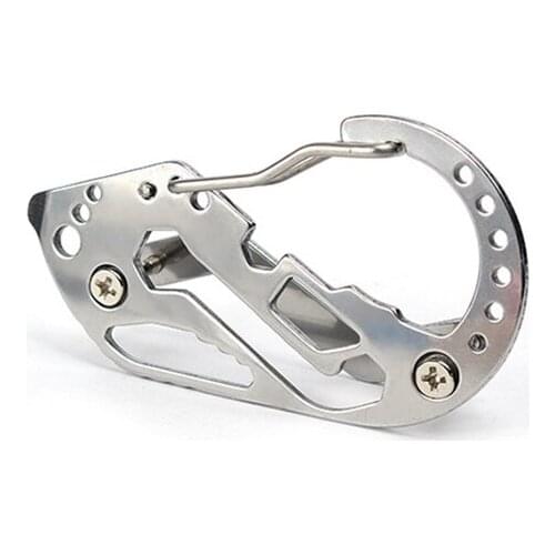 1PC EDC Multi-tool Stainless Steel Keychain Outdoor Camping Multifunction Carabiner Fast Hanging Key Storage Clip Quick Hook