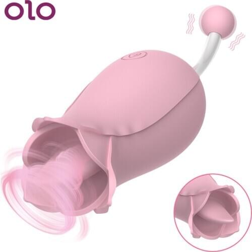 OLO 10 Speeds Dual Head Flower Shape Tongue Licking Vibrator Female Masturbation Clitoris Massager Powerful G-Spot Stimulation