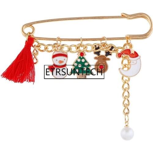 100pcs Christmas Santa Claus Brooches For Women Christmas Suit Pins Vintage Creative Gift Jewelry Coat Dress Accessories