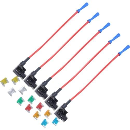 12x Car Auto Mini Fuse 5A 10A 15A 20A 25A 30A With Add-a-circuit Tap