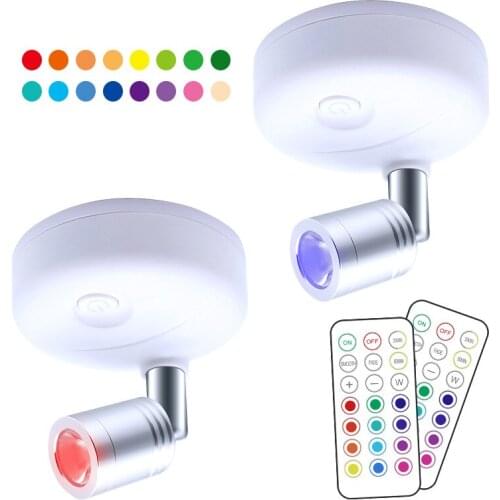13-color Wireless RGB Remote Control Cabinet Spotlight Angle Adjustable Atmosphere LED Shooting Light Night Light