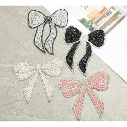 3Pcs Bow Hotfix Rhinestone Patches DIY Motif Iron on Patches Applique Badge For Heat Transfer Clothing Shoe Bag Sticker