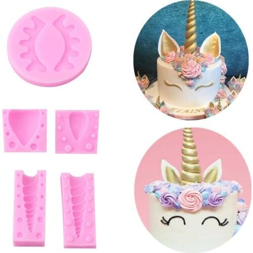 3D Unicorn/Ear/Eye Shape Silicone Mold Fondant Mold Cake Decorating Tools Chocolate Gumpaste Mold Kithcen Baking Tools YL899958