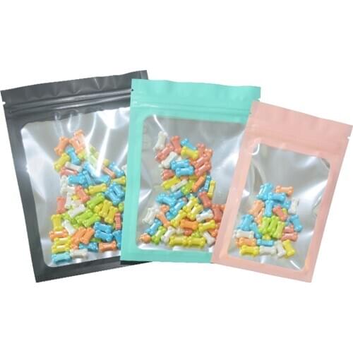 50pcs Matte Pink Green Black Zip Lock Pouches Gift Food Storage Bag Moisture Proof Aluminum Foil Zip Lock Bags with Clear Window