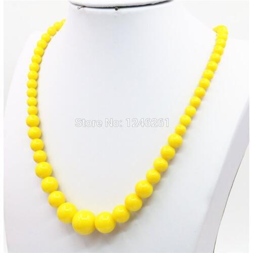 6-14mm Accessories Hallowmas Round Yellow Glass Lucky Beads Necklace DIY Chain Women Girls Gifts Jewelry Making Christmas gifts