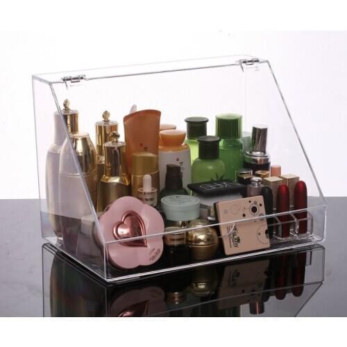 Large Clear Acrylic Makeup Organizer Cosmetic Storage Box Lipstick Holder Perfume Organizer Desktop Dust-proof Makeup Box