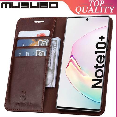 Musubo Genuine Leather Case For Samsung Note 10 Plus 9 8 Galaxy S8 Plus S9 + S10 Luxury Flip Cases Cover Card Slot Wallet casing