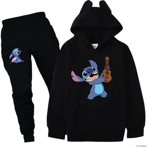 Stitch children girl clothes Set 2021 Spring Autumn Sweatshirts Kids Suit Children Baby boys Hoodies+pant 2pcs Sets