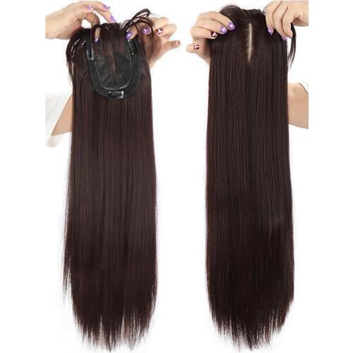 Long Synthetic Hair Clip In Hairpieces Straight Hair with Bangs for Women Black/Brown High Temperature Fiber