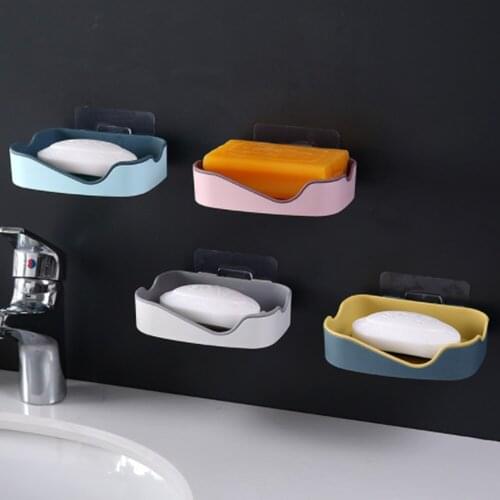 Double Layer Soap Rack No Drilling Wall Mounted Soap Holder Soap Sponge Dish Bathroom Accessories Soap Dishes Self Adhesive