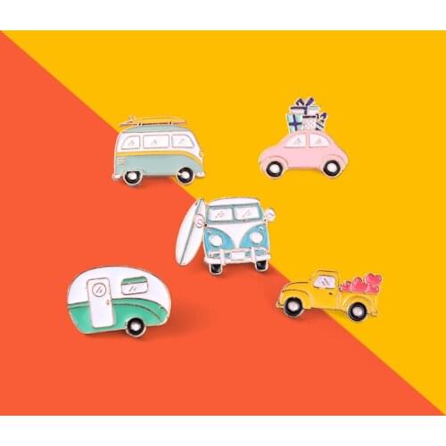 ItS A Holiday! Self-Driving Tour Enamel Pins Cute Bus Car Travel Brooches Lapel Bag Badge Cartoon Jewelry Gift For Kids Friend