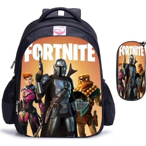 Fortnite 2Pcs/Set School Bags For Boys Girls 3D Printing Games Backpacks Bookbag 16Inch Primary Children Mochila Escolar