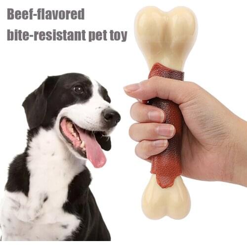 Bone Shape Dogs Toy Beef Flavor Nearly Indestructible Toys For Small Medium Large Dogs Pet Chew Bite Resistant Product