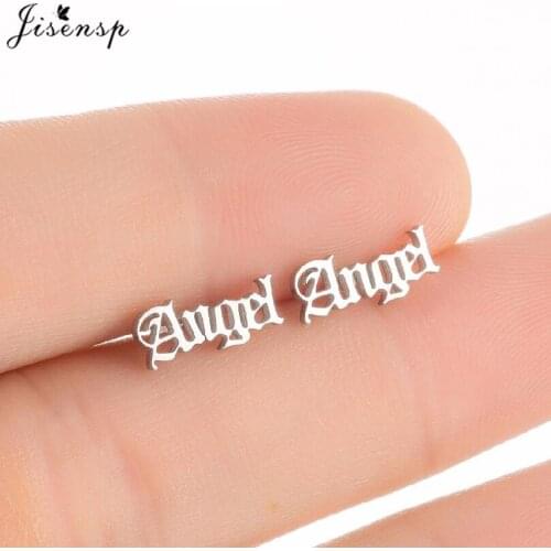 Personality Old English Angel Letter Stud Earrings for Women Cute Babygirl LOVE Earring Everyday Jewelry Girls Bridesmaids Gift