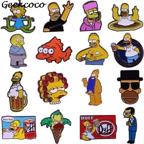 J1720 Geekcoco Fashion Cartoon Kawaii Metal Enamel Pins and Brooches Lapel Pin Backpack Bags Badge Jewelry Kids Gifts