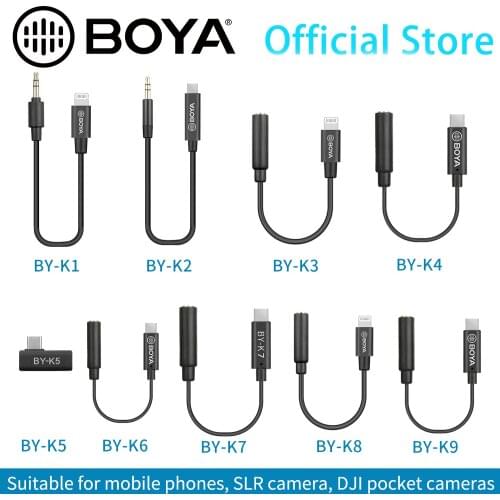 BOYA BY-K3 K4 K5 K6 K7 3.5mm TRS to Lightning/Typec Apple Android phone audio cable for microphone phone extension cable