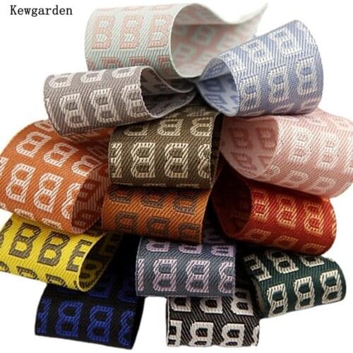 Kewgarden 1" 1.5" 25mm 38mm Letter Printing Ribbon DIY Corsage Hair Bow Accessories Handmade Tape Craft Gift Packing 10 Yards