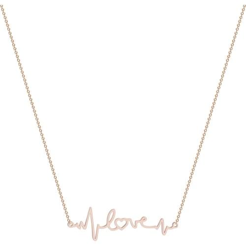 Kinitial Fashion Stainless Steel HeartbeatPendant Necklace For Women New Maxi Statement Necklaces Collier Charm Choker Jewelry