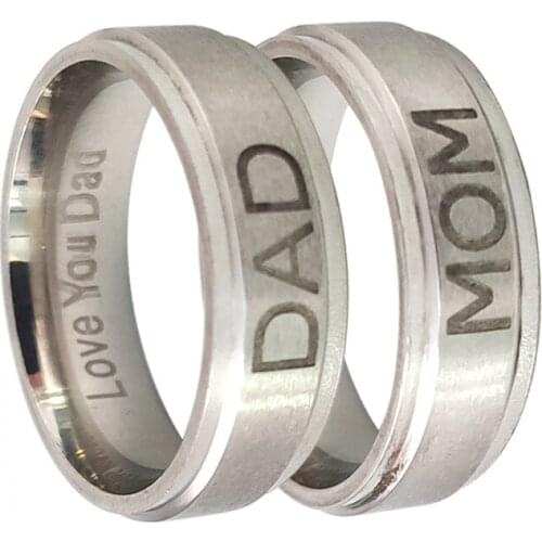 10 pcs Simple Mom Dad Letter Ring Fathers day Mothers Day Birthday Gift