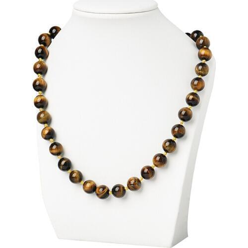 Brown Mixed with 10mm Dark Black Color Beads For Yellow Tigers Eyes Stone Diy Necklace 18inch Gifts H430