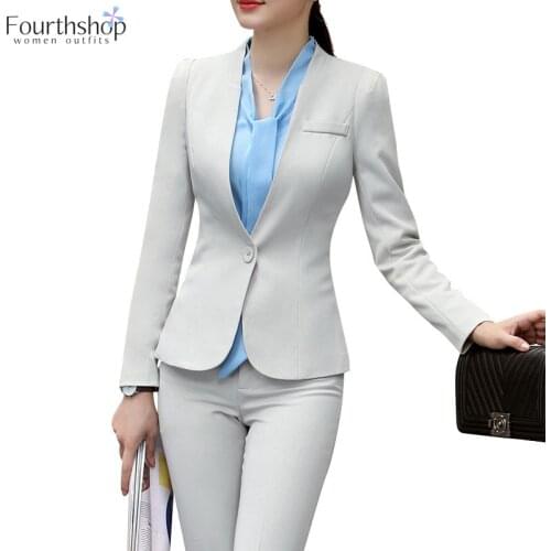 Elegant Women Pant Suits Formal Uniform Office Lady Business Work Jacket Suit Female 2 Piece Pants Blazer Set Plus Size 4XL 2021