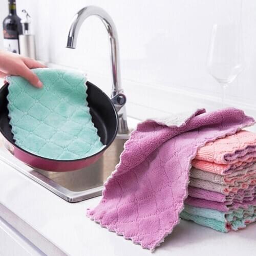 1/3/15/30PCS Kitchen Cleaning Double-layer Microfiber Wipes Kitchen Dish Cloth Oil Household Cleaning Wiping Towel Kitchen wipe
