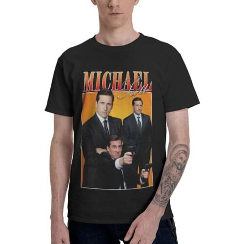 Michael Scott Tshirts Men Tees Cotton T Shirts Short Sleeve The Office Men T Shirts TV Show Dwight Schrute Jim Halpert T-shirt