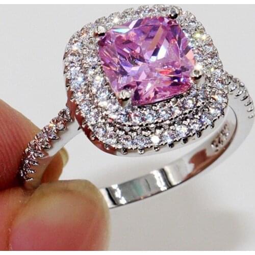 Metal Elegant Crystal Rings for Women Valentines Day Graduation Gifts Pink