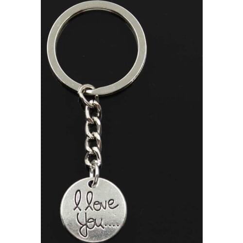 Fashion Circle Plates I Love You 20x20mm Pendant 30mm Key Ring Chain Silver Color Men Car Gift Souvenirs Keychain Dropshipping