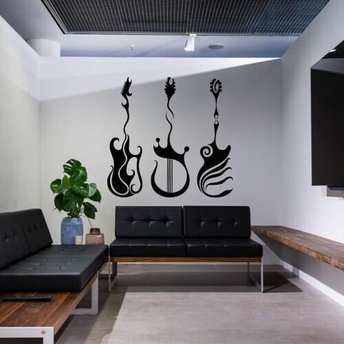 Music Sticker Tribal Electric Guitar Wall Art Decal Home And Music Room Removable Decoration A003231