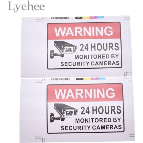2pcs 24 Hours Surveillance Warning Signs Label Stickers English Letter PVC Decals DIY Sign Stickers Decoration