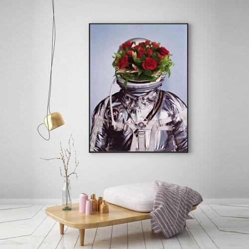 Astronaut Abstract Flower Head Wall Art Picture Canvas Painting Science Bedroom Decoration Posters And Print Nordic Home Decor