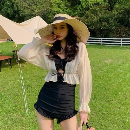 2021 New Sexy Long Sleeve One Piece Swimsuit Women Solid Swimwear Monokini Swim Suit Push Up Trikini Pad Bathing Suit