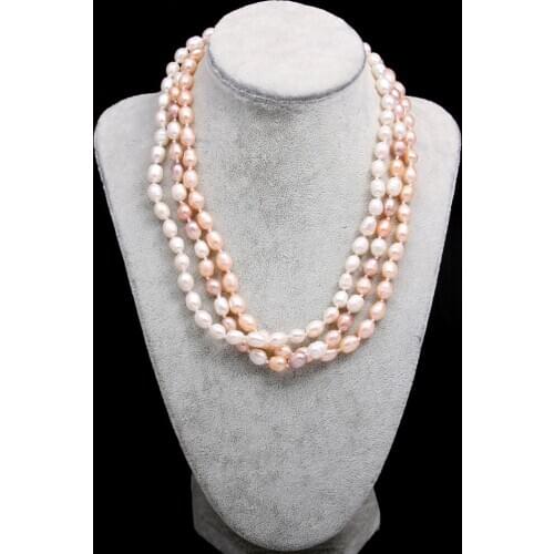 New White Pink Freshwater Pearl Necklace Simple fashion party jewelry personality gift chain length 45cm