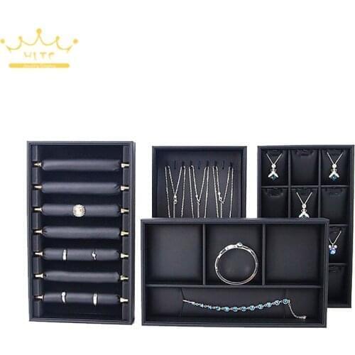 PU Leather Ring Jewelry Tray with Lid Earring Pendant Necklace Tray Jewelry Box Shadow Box Jewelry Boxes and Packaging