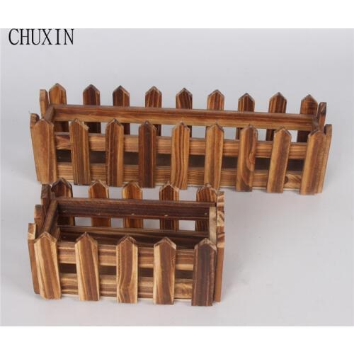 Rustic Rectangular Wood fence With foam Flower Pot Flower Basket Container For Plants Home Garden Party Wedding Decoration