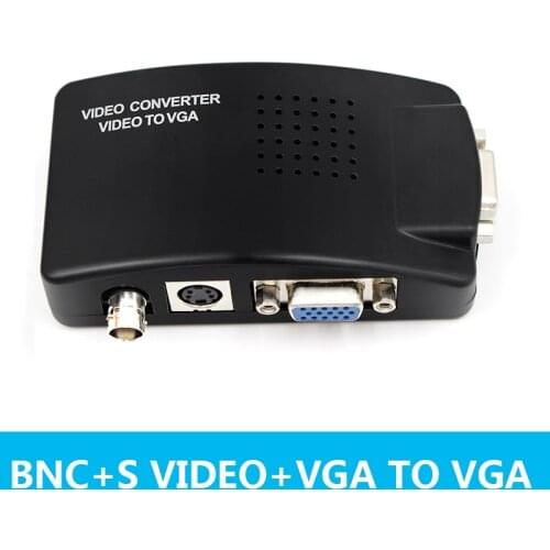 S-Video/BNC VGA to VGA Video PC Converter Adapter with BNC + 4 Pin S-Video Color Black