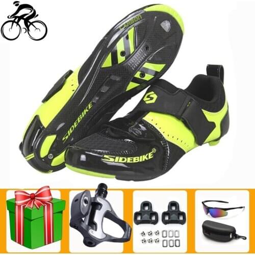SIDEBIKE Road Cycling Shoes Bike Carbon Fiber Triathlon Sapatilha Ciclismo Ultra Light 420 G/pair Self-locking Bicycle Bicicleta