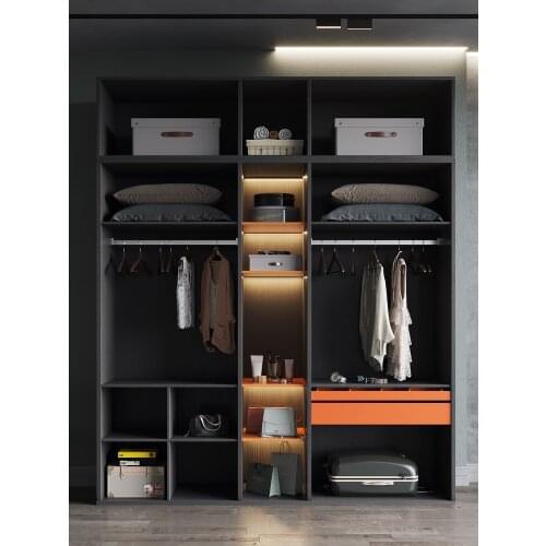 Modern simple bedroom household Nordic Light luxury plate type wardrobe three door coat cabinet 8004