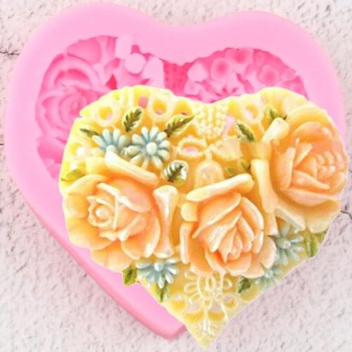 Sugarcraft Heart shape Flowers Silicone Mold Candy Chocolate Gumpaste Mould DIY Wedding Cupcake Fondant Cake Decorating Tools