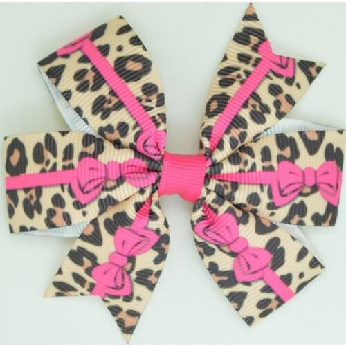 SUPWRF 1 PCS 10pcs MIX 3.1" Leopard Camouflage kids hair accessories hair bows With Clip hair ties headwear Retail T0929