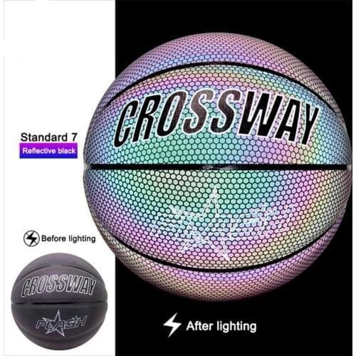 Glowing Reflective Basketball PU Face Official Size7 Luminous Reflective Night Playing Basketball Supplies School Training Ball